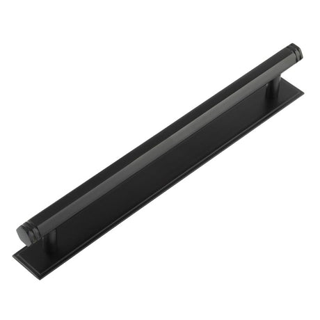 High quality image of Hoxton - Nile Cabinet Handles 224mm Ctrs Stepped Backplate Black Sku. HOX-360MB-6060MB