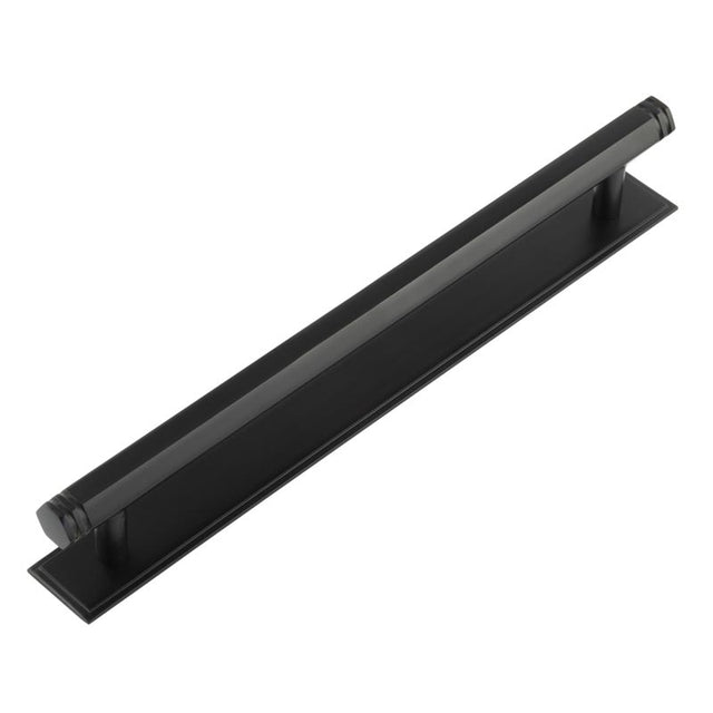 High quality image of Hoxton - Nile Cabinet Handles 224mm Ctrs Stepped Backplate Black Sku. HOX-360MB-6060MB