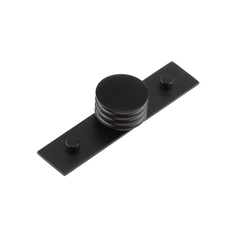 This is an image showing the Frelan - Sturt Cupboard Knobs 40mm Plain Matt Black available to order from Trade Door Handles in Kendal