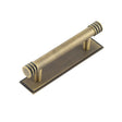 High quality image of Hoxton - Sturt Cabinet Handles 96mm Ctrs Stepped Backplate Antique Brass Sku. HOX-450AB-6050AB