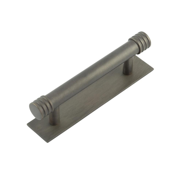 High quality image of Hoxton - Sturt Cabinet Handles 96mm Ctrs Plain Backplate Dark Bronze Sku. HOX-450DB-5050DB
