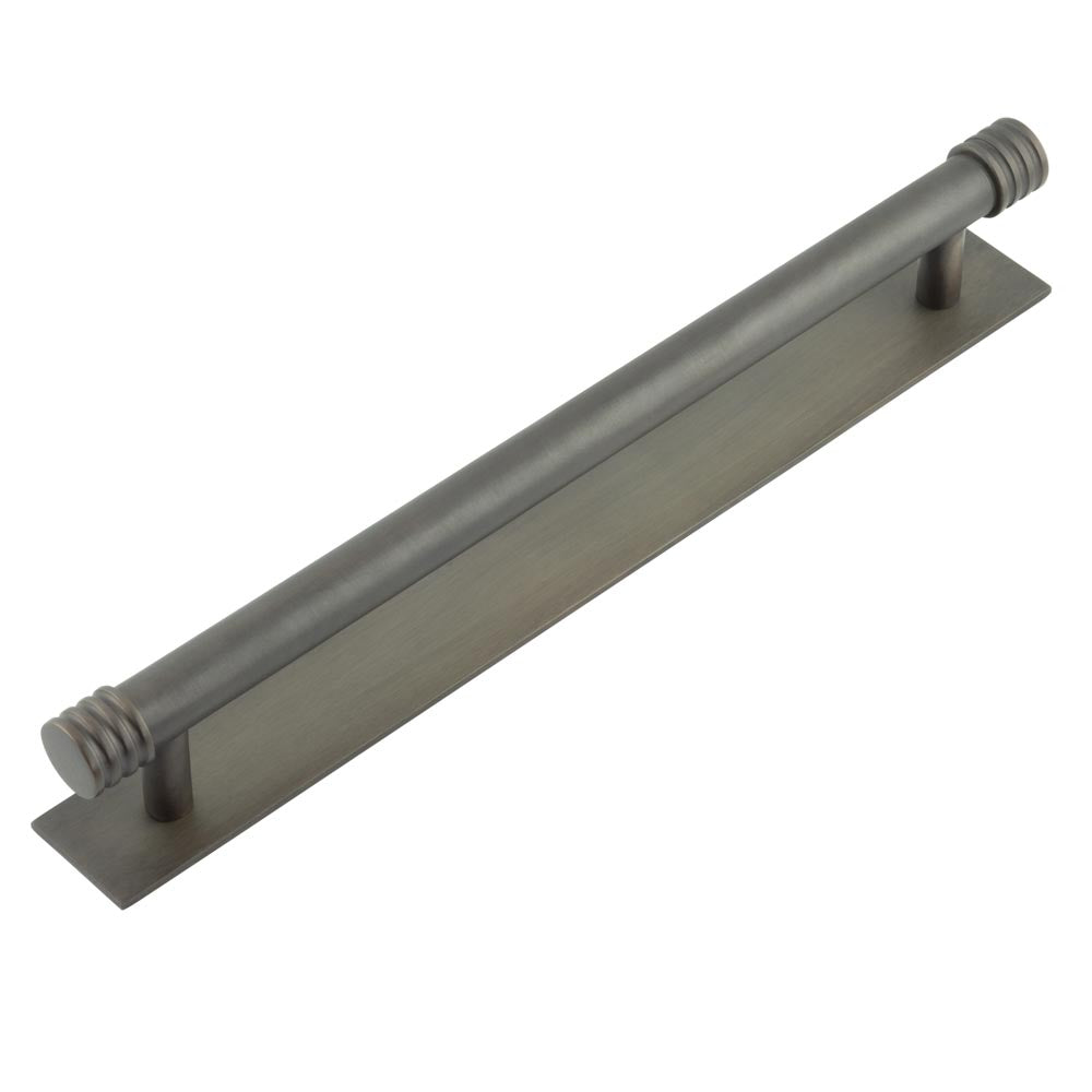 High quality image of Hoxton - Sturt Cabinet Handles 224mm Ctrs Plain Backplate Dark Bronze Sku. HOX-460DB-5060DB