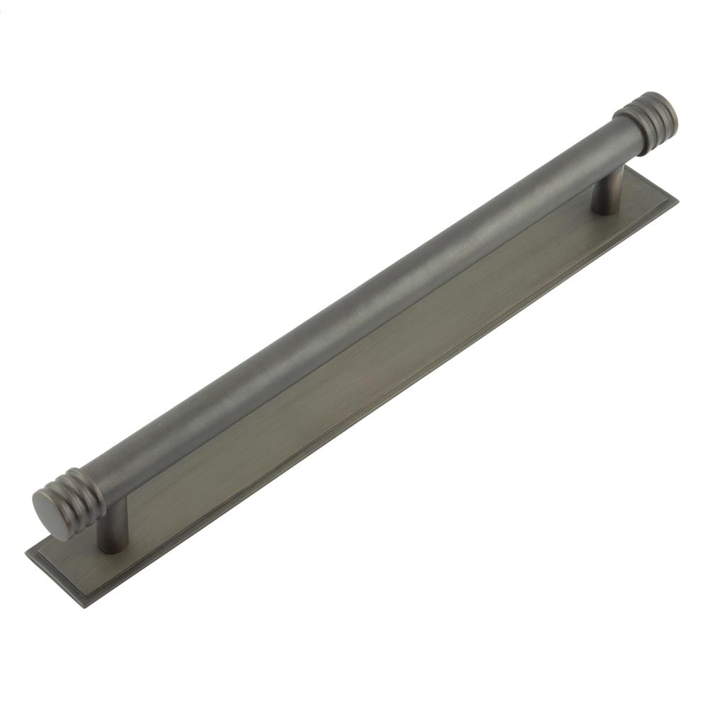 High quality image of Hoxton - Sturt Cabinet Handles 224mm Ctrs Stepped Backplate Dark Bronze Sku. HOX-460DB-6060DB