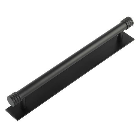 High quality image of Hoxton - Sturt Cabinet Handles 224mm Ctrs Plain Backplate Matt Black Sku. HOX-460MB-5060MB