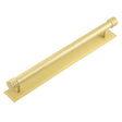 High quality image of Hoxton - Sturt Cabinet Handles 224mm Ctrs Stepped Backplate Satin Brass Sku. HOX-460SB-6060SB