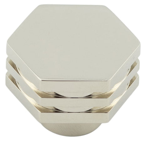 This is an image showing the Hoxton - Nile PN 30mm Hex Cupboard Knob With Step Details available to order from Trade Door Handles in Kendal