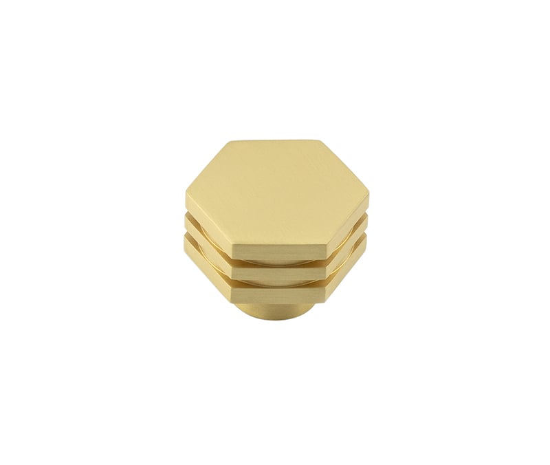 This is an image showing the Hoxton - Nile SB 30mm Hex Cupboard Knob With Step Details available to order from Trade Door Handles in Kendal