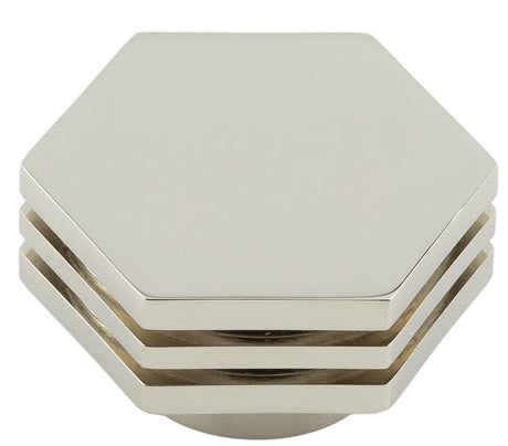 This is an image showing the Hoxton - Nile PN 40mm Hex Cupboard Knob With Step Detail available to order from Trade Door Handles in Kendal