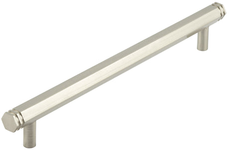 This is an image showing the Hoxton - Nile SN 224mm Hex Cabinet Handle With End Step Detail available to order from Trade Door Handles in Kendal