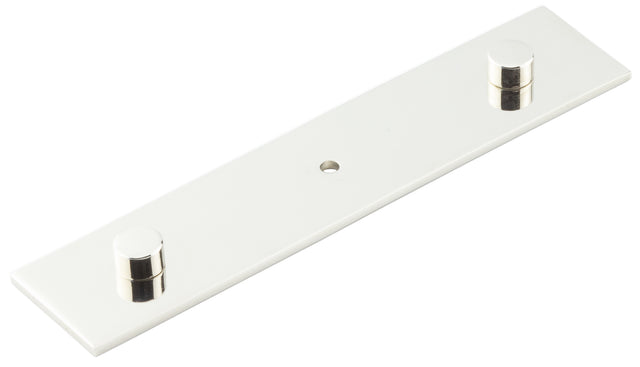 High quality image of Hoxton - Fanshaw Backplate for Cupboard Knobs 140x30mm Polished Nickel Sku. HOX5090PN