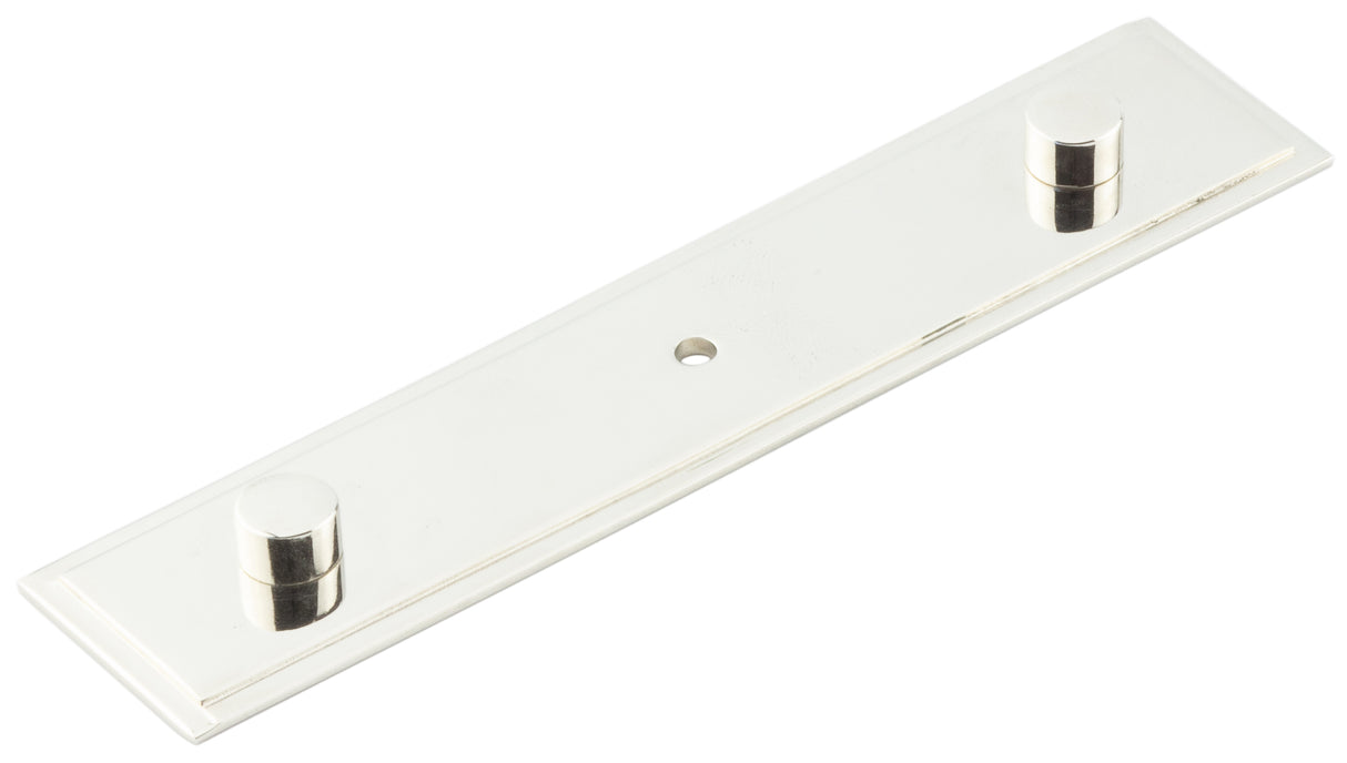 High quality image of Hoxton - Rushton Backplate for Cupboard Knobs 140x30mm Polished Nickel Sku. HOX6090PN