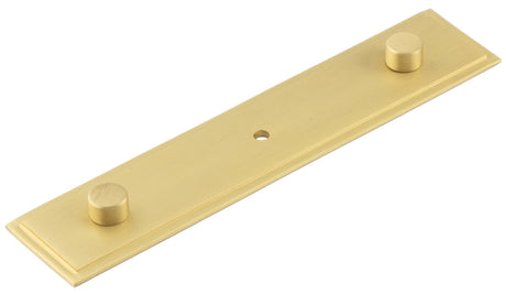 High quality image of Hoxton - Rushton Backplate for Cupboard Knobs 140x30mm Satin Brass Sku. HOX6090SB
