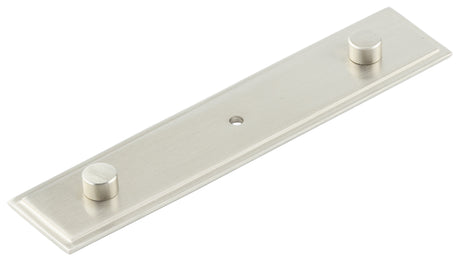 High quality image of Hoxton - Rushton Backplate for Cupboard Knobs 140x30mm Satin Nickel Sku. HOX6090SN