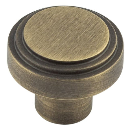 Frelan Hardware Cabinet Hardware Antique Brass / Cabinet Knobs / 30mm Dia. Hoxton - Cropley AB 30mm Cupboard Knob Stepped