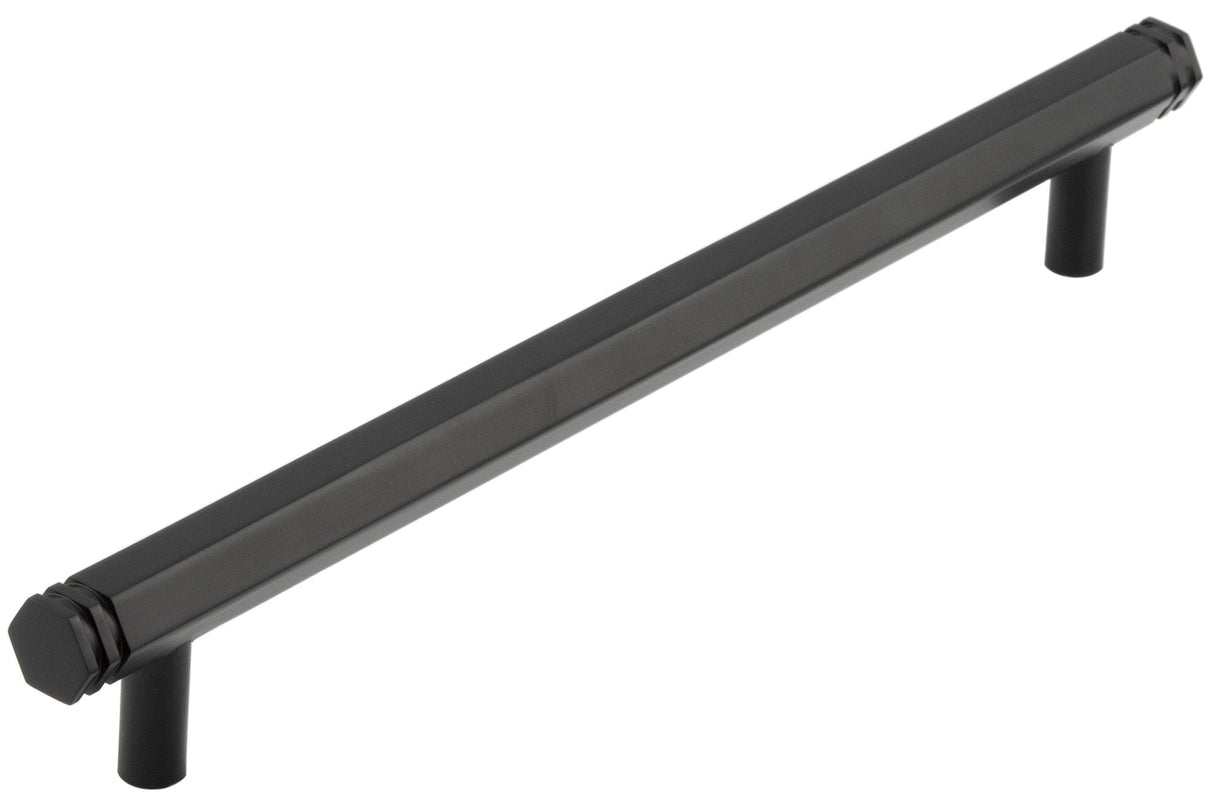 Frelan Hardware Cabinet Hardware Black / Cabinet Pull Handles / 224mm c/c Hoxton - Nile MB 224mm Hex Cabinet Handle With End Step Detail