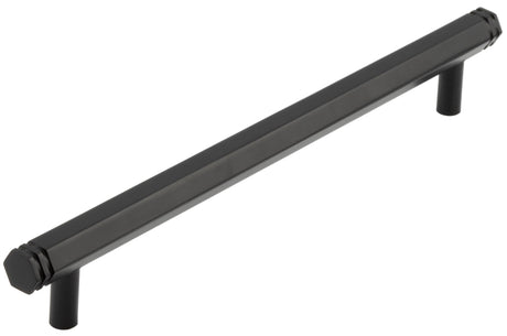 Frelan Hardware Cabinet Hardware Black / Cabinet Pull Handles / 224mm c/c Hoxton - Nile MB 224mm Hex Cabinet Handle With End Step Detail