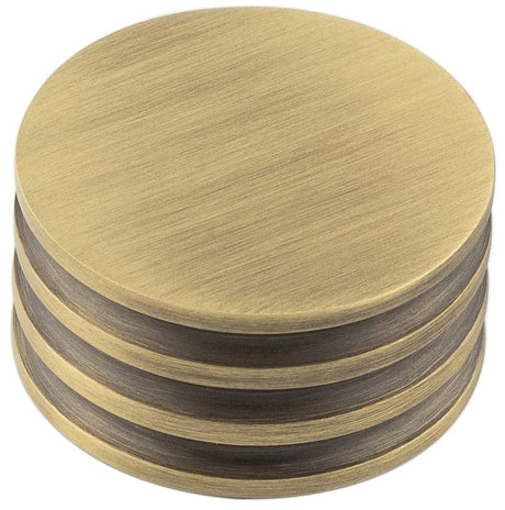 Frelan Hardware Cabinet Hardware Antique Brass / Cabinet Knobs / 40mm Dia. Hoxton - Sturt AB 40mm Cupboard Knob Grooved