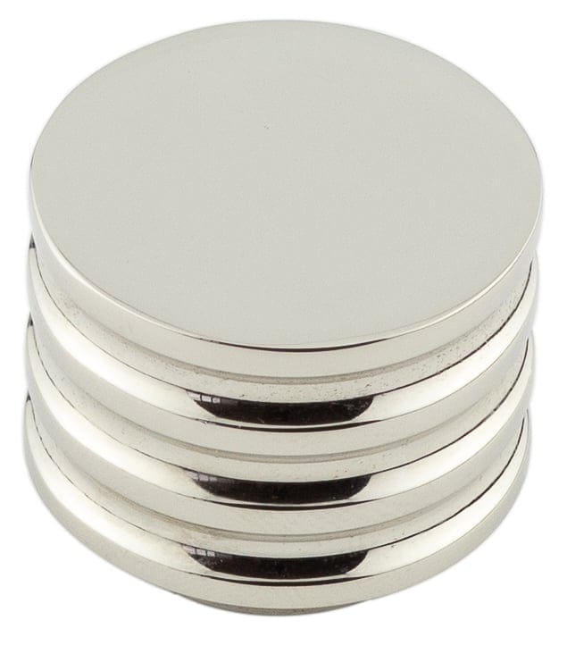 Frelan Hardware Cabinet Hardware Polished Nickel / Cabinet Knobs / 30mm Dia. Hoxton - Sturt PN 30mm Cupboard Knob Grooved