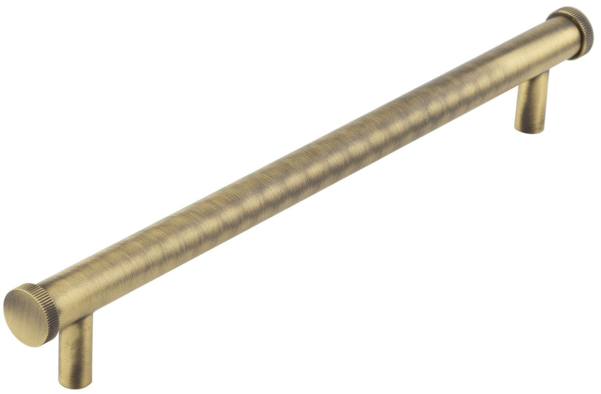 Frelan Hardware Cabinet Hardware Antique Brass / Cabinet Pull Handles / 224mm c/c Hoxton - Thaxted AB 224mm Line Knurled End Caps Cabinet handles