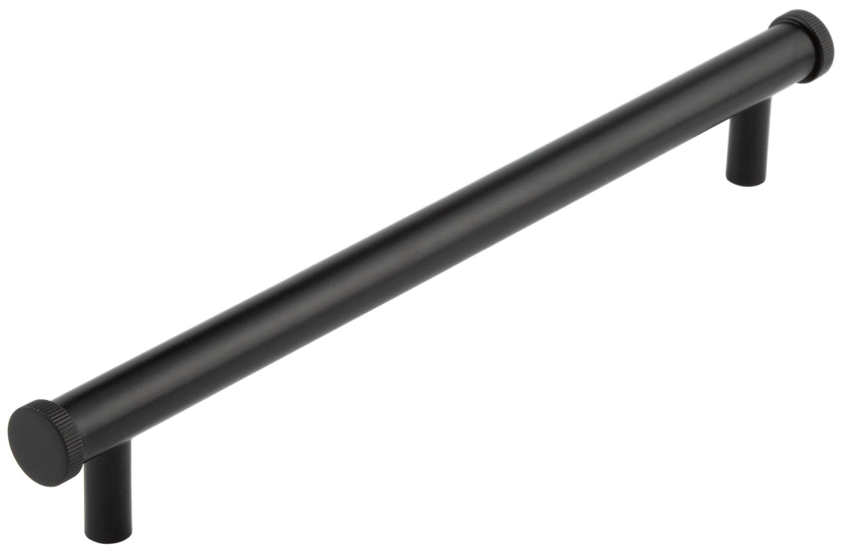 Frelan Hardware Cabinet Hardware Black / Cabinet Pull Handles / 224mm c/c Hoxton - Thaxted MB 224mm Line Knurled End Caps Cabinet handles