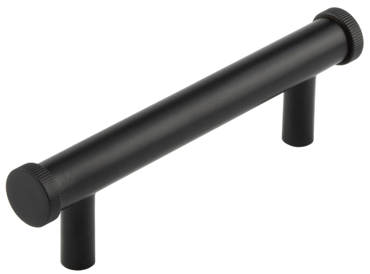 Frelan Hardware Cabinet Hardware Black / Cabinet Pull Handles / 96mm c/c Hoxton - Thaxted MB 96mm Line Knurled End Caps Cabinet handles