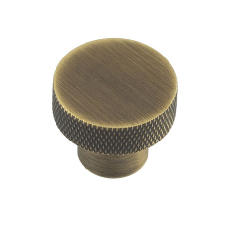Frelan Hardware Cabinet Hardware Antique Brass / Cabinet Knobs / 30mm Dia. Hoxton - Wenlock AB 30mm Diamond Knurled Cupboard Knob