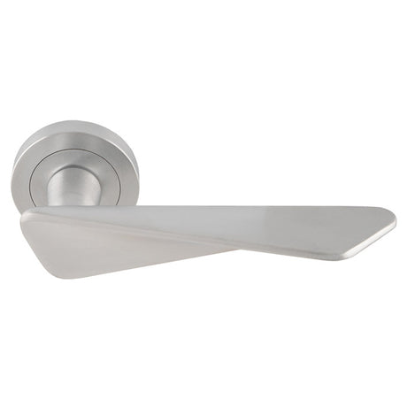 High quality image of Manital - Intona Lever on Round Rose - Satin Chrome | Sku. in5sc | Trade Door Handles.