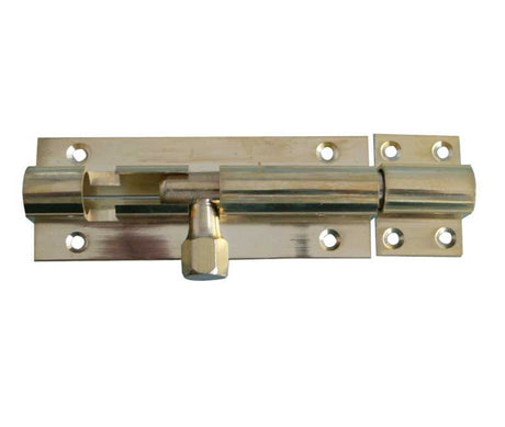 This is an image showing the Frelan - 100x25mm PB STR Barrel bolt available to order from Trade Door Handles in Kendal