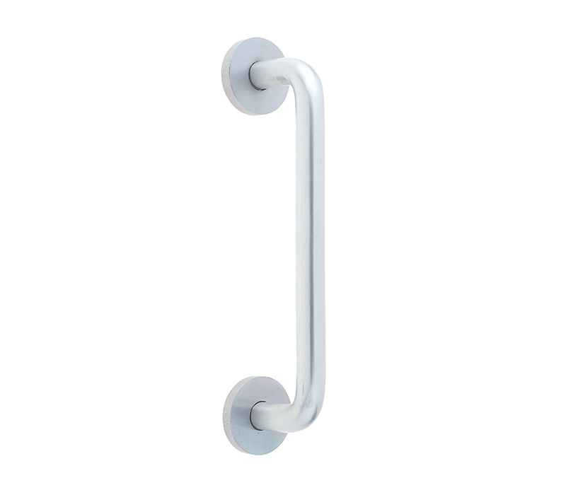 High quality image of Frelan - Aluminium 19mm D Shape Pull handle Rose Fixing SAA Finish 305x19mm Satin Anodised Aluminium Sku. J1057