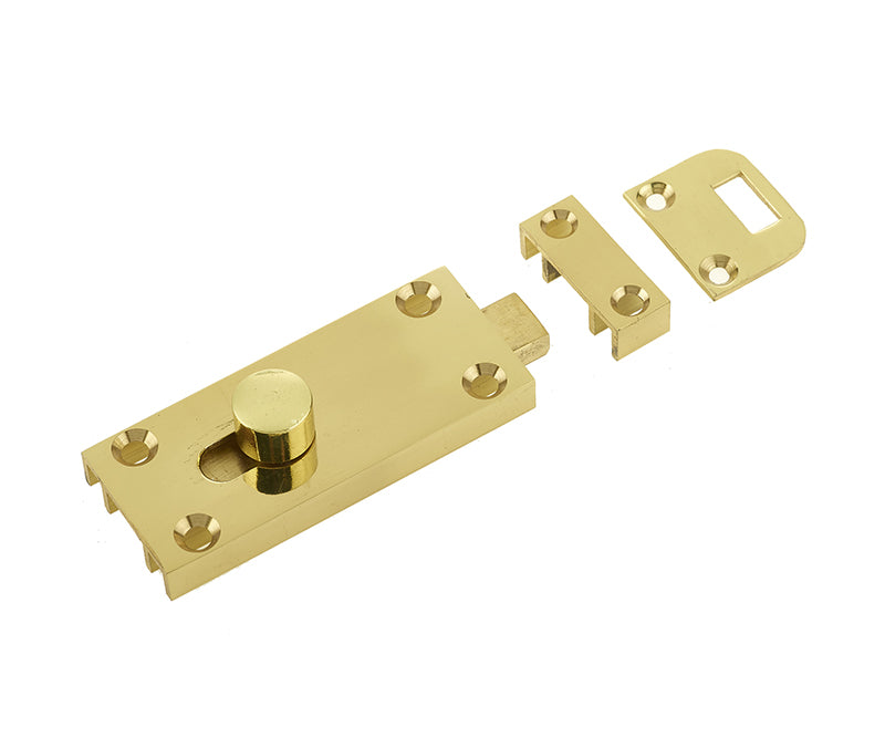 High quality image of Frelan - Jedo Bathroom Slide Bolts 63x25mm Polished Brass Sku. J1414PB