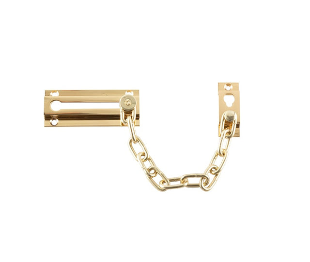 This is an image showing the Frelan - Security Door Chain - Polished Brass available to order from Trade Door Handles in Kendal