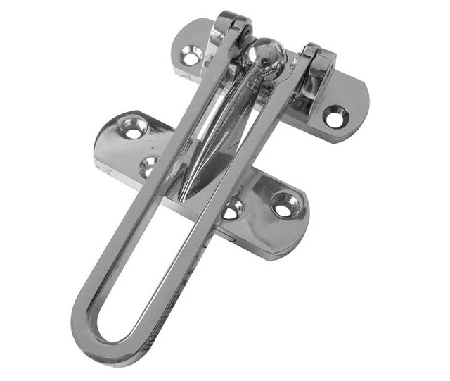 This is an image showing the Frelan - Security Door Guard - Polished Chrome available to order from Trade Door Handles in Kendal