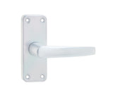 High quality image of Frelan - Contract Door Handle on Short Latchplate Satin Anodised Aluminium Sku. J5600
