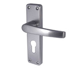 High quality image of Frelan - Contract Door Handle on Euro Profile Lockplate Satin Anodised Aluminium Sku. J5601E