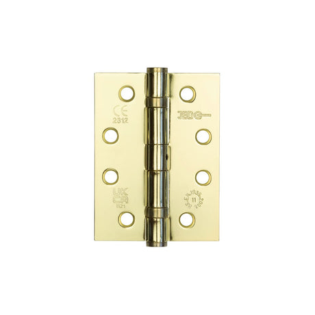 This is an image showing the Frelan - 102x76mm Stainless Steel Ball Bearing Hinges Grade 11 - Electro Brass available to order from Trade Door Handles in Kendal