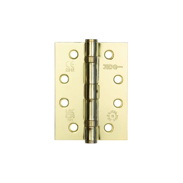 This is an image showing the Frelan - 102x76mm Stainless Steel Ball Bearing Hinges Grade 11 - Electro Brass available to order from Trade Door Handles in Kendal