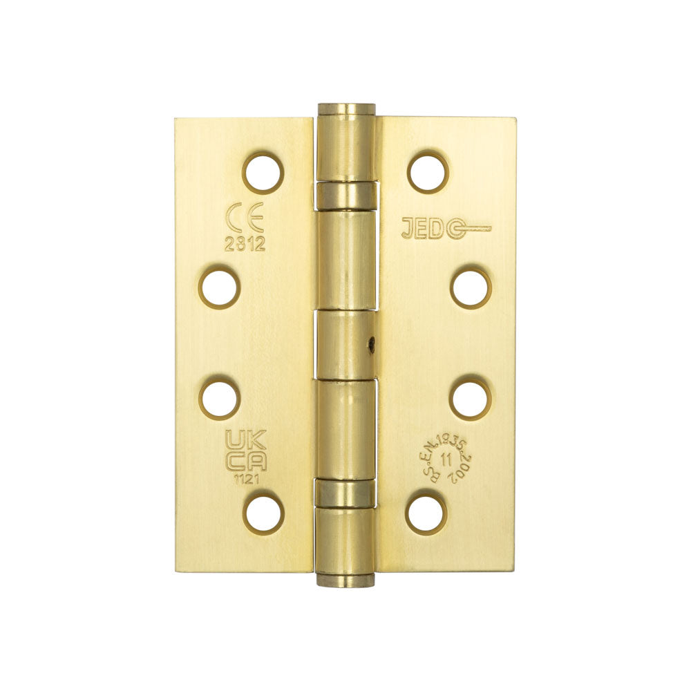 High quality image of Frelan - Jedo Grade 11 Steel Ball Bearing Hinges 102x76mm Satin Brass Sku. J8500SB