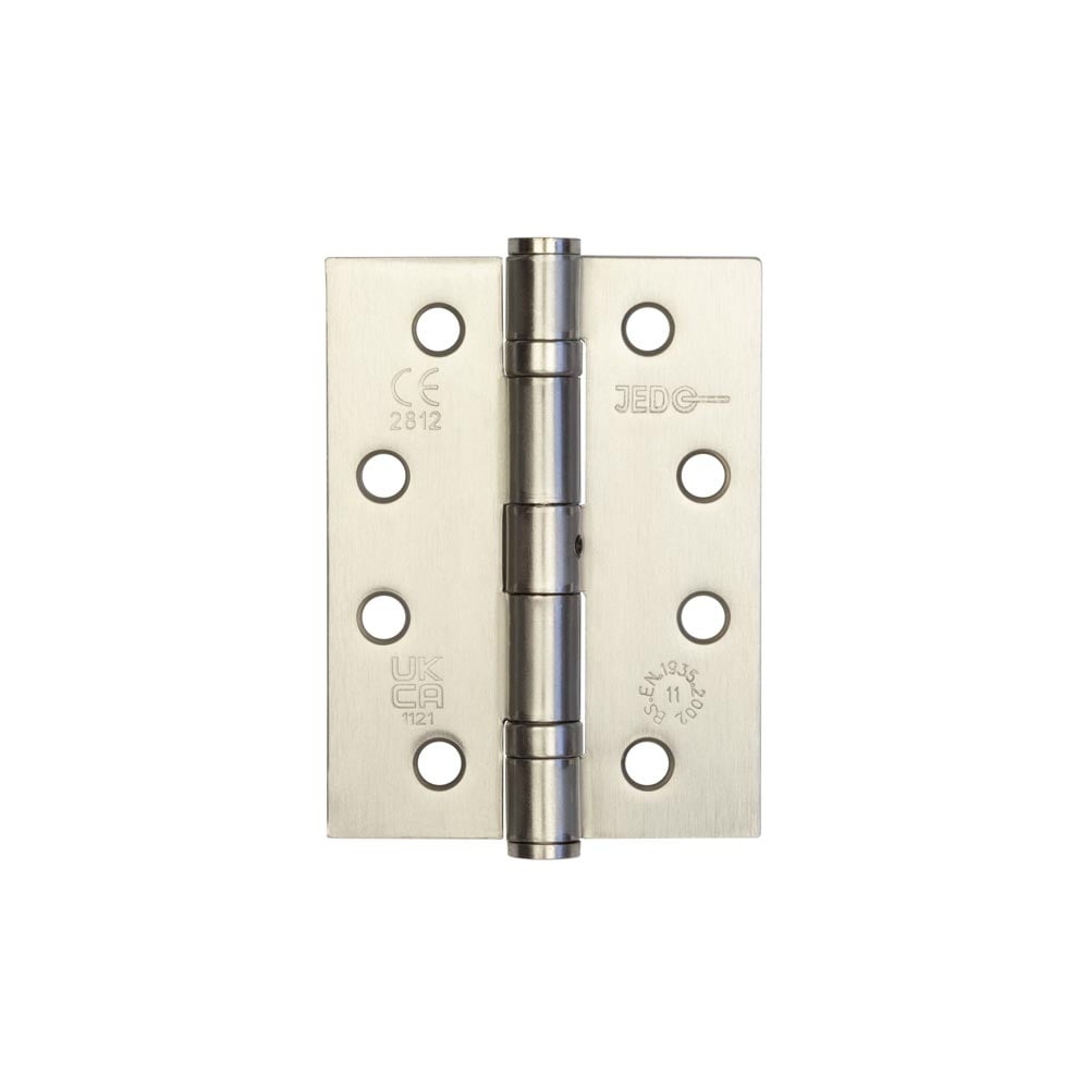 This is an image showing the Frelan - 102x76mm Stainless Steel Ball Bearing Hinges Grade 11 - Satin Nickel available to order from Trade Door Handles in Kendal