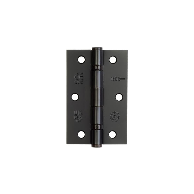 This is an image showing the Frelan - 89x58x2mm Black Steel ball bearing hinge available to order from Trade Door Handles in Kendal