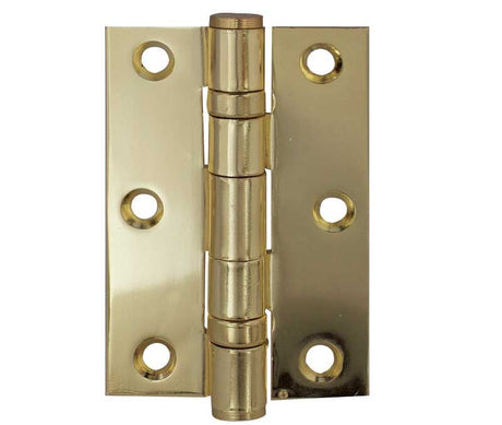 This is an image showing the Frelan - 76x50mm Steel Ball Bearing Hinges Grade 7 - Electo Brass available to order from Trade Door Handles in Kendal