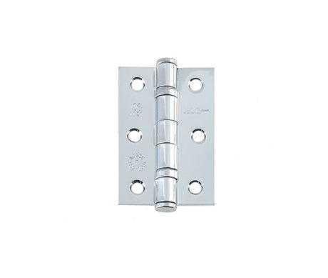 This is an image showing the Frelan - 76x50mm Steel Ball Bearing Hinges Grade 7 - Polished Chrome available to order from Trade Door Handles in Kendal