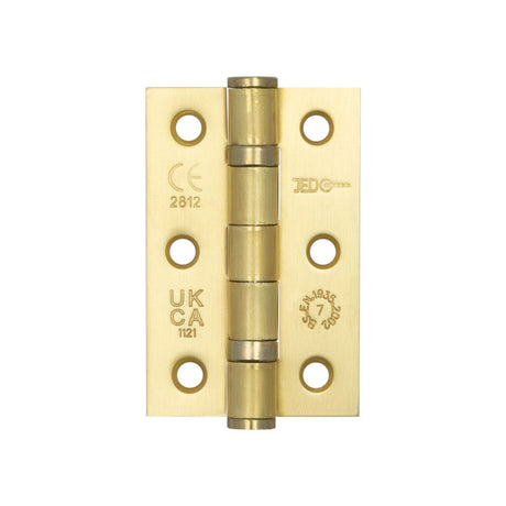 High quality image of Frelan - Jedo Grade 7 Steel Ball Bearing Hinges 76x50mm Satin Brass Sku. J8502SB