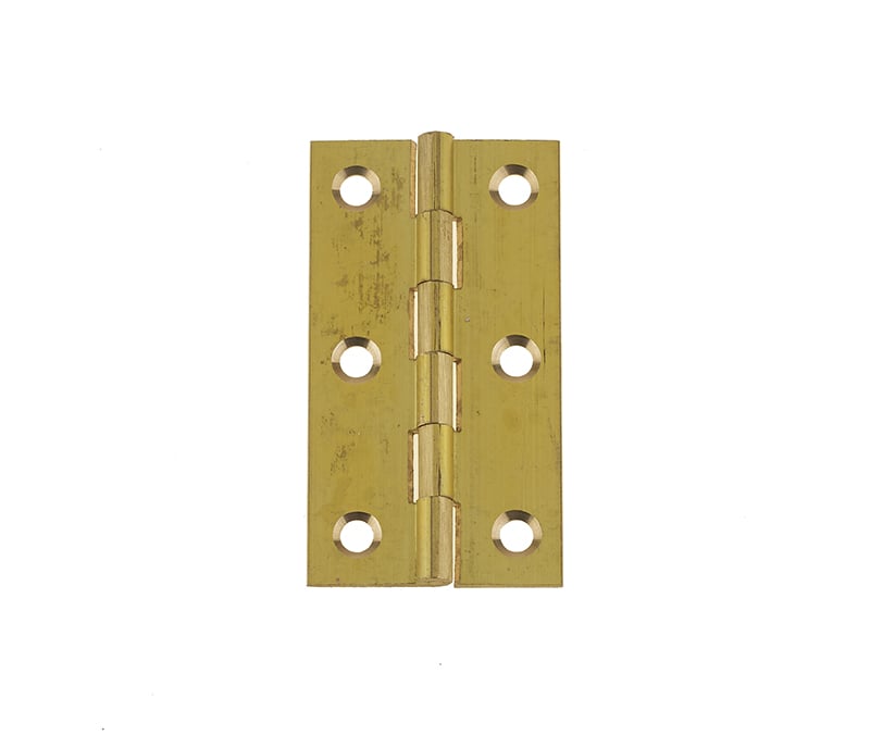 This is an image showing the Frelan - 63x32mm Solid Drawn Brass Butt Hinges - Self Colour Brass available to order from Trade Door Handles in Kendal