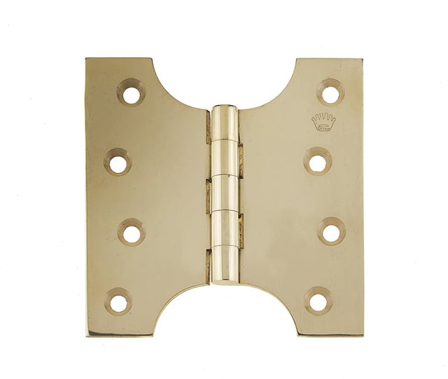 This is an image showing the Frelan - 127x102mm Budget Parliament Hinges - Polished Brass available to order from Trade Door Handles in Kendal