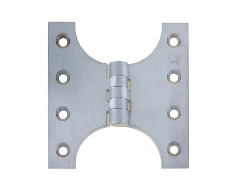 This is an image showing the Frelan - 152x102mm Crown Parliament Hinges - Satin Chrome available to order from Trade Door Handles in Kendal