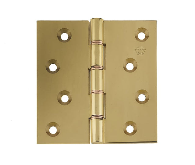 This is an image showing the Frelan - 102x102mm Projection Brass Hinges - Polished Brass available to order from Trade Door Handles in Kendal