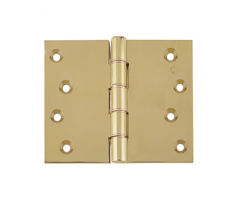 This is an image showing the Frelan - 102x127mm Projection Brass Hinges - Polished Brass available to order from Trade Door Handles in Kendal