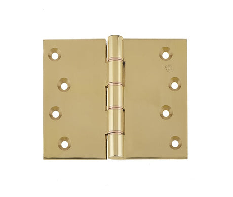 This is an image showing the Frelan - 102x127mm Projection Brass Hinges - Polished Brass available to order from Trade Door Handles in Kendal