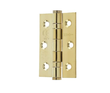 This is an image showing the Frelan - 76 x 50mm Stainless Steel Ball Bearing Hinges - Electro Brass available to order from Trade Door Handles in Kendal