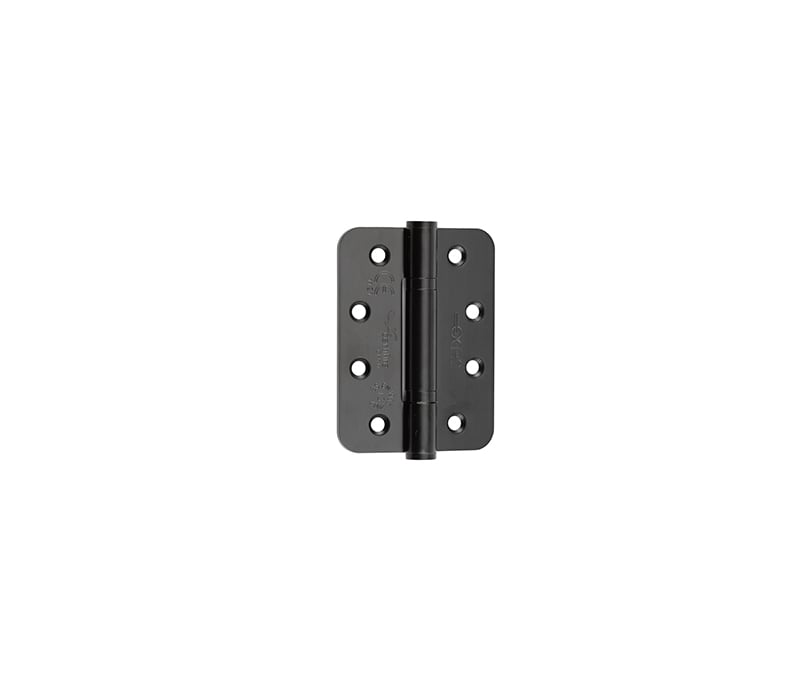 This is an image showing the Frelan - 102x76x3mm Matt black Radius PBH 3 knuckle hinge Pack of 3 available to order from Trade Door Handles in Kendal